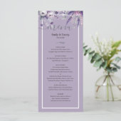 Mauve Elegant Lavender Botanical Wedding Menu Menükarte (Stehend Vorderseite)