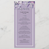 Mauve Elegant Lavender Botanical Wedding Menu Menükarte (Vorderseite)