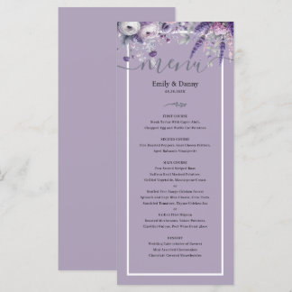 Mauve Elegant Lavender Botanical Wedding Menu Menükarte