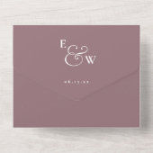 Mauve Elegant Minimalistisch Monogram QR Code Wedd All In One Einladung (Rückseite)