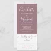 Mauve Elegant Script in einer Hochzeit Einladung (Vorderseite)