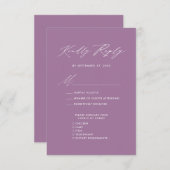 Mauve Elegant Script Minimalistisch Chic Wedding R RSVP Karte (Vorne/Hinten)