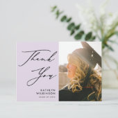 Mauve Elegant Script Minimalistisch Foto Abschluss Dankeskarte (Stehend Vorderseite)