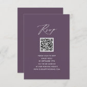 Mauve Elegant Script Minimalistisch QR Wedding RSV Begleitkarte (Vorne/Hinten)
