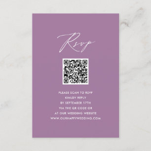 Mauve Elegant Script Minimalistisch QR Wedding RSV Begleitkarte
