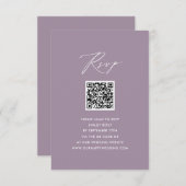 Mauve Elegant Script Minimalistisch QR Wedding RSV Begleitkarte (Vorne/Hinten)