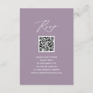 Mauve Elegant Script Minimalistisch QR Wedding RSV Begleitkarte
