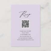 Mauve Elegant Script Minimalistisch QR Wedding RSV Begleitkarte (Vorderseite)