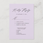 Mauve Elegant Script Minimalistisch Wedding RSVP Begleitkarte (Vorderseite)