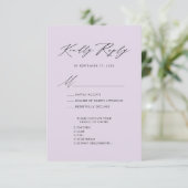 Mauve Elegant Script Minimalistisch Wedding RSVP Begleitkarte (Stehend Vorderseite)