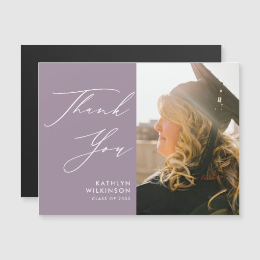 Mauve Elegant Script Simple Abschluss Vielen Dank Magnetkarte (Vorne/Hinten)