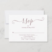 Mauve Elegant Script Wedding RSVP Karte (Vorderseite)