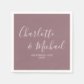 Mauve Elegant Signature Script Wedding Serviette (Vorderseite)