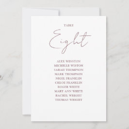 Mauve Elegante Moderne Seating Chart Tischnummer