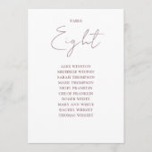 Mauve Elegante Moderne Seating Chart Tischnummer (Vorderseite)