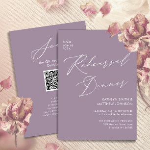 Mauve Elegante Script Probe Dinner Minimal QR Einladung