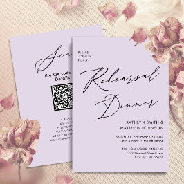 Mauve Elegante Script Probe Dinner Minimal QR Einladung