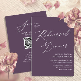 Mauve Elegante Script Probe Dinner Minimal QR Einladung