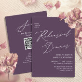 Mauve Elegante Script Probe Dinner Minimal QR Einladung