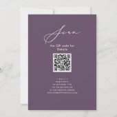 Mauve Elegante Script Probe Dinner Minimal QR Einladung (Rückseite)