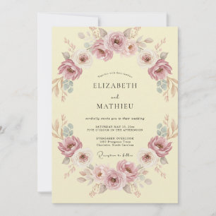 Mauve elegante Vintage-Hochzeit Einladung