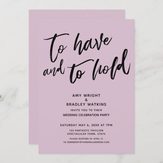 Mauve-Empfang haben und handschreiben lassen Einladung (Vorne/Hinten)