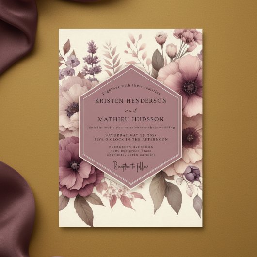 Mauve Ethereal Blossom Wedding Einladung