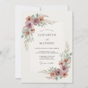 Mauve Ethereal Blütenhochzeit Einladung