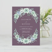 Mauve Exquisite Botanical Wedding Einladung (Stehend Vorderseite)