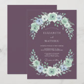 Mauve Exquisite Botanical Wedding Einladung (Vorne/Hinten)