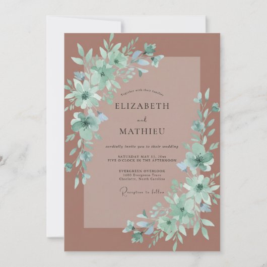 Mauve-farbenes Boho-Hochzeit Einladung (Vorderseite)