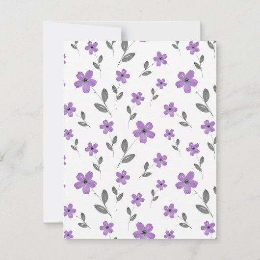 Mauve Five Petal Watercolor Blume Muster Einladung (Rückseite)