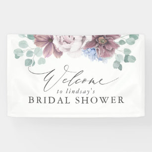 Mauve Floral Bridal / Baby Dusche Begrüßungsbanner Banner