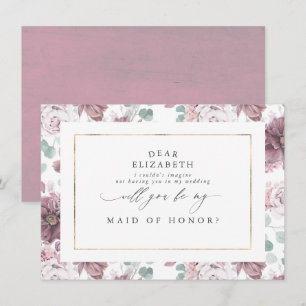 Mauve Floral Bridesmaid Trauzeugin Vorschlag Einladung