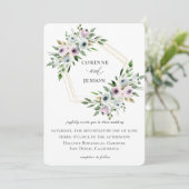 Mauve Floral Geometric Wedding Einladung (Stehend Vorderseite)