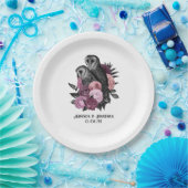 Mauve Floral Glam Gothic Owls Pappteller (Party)