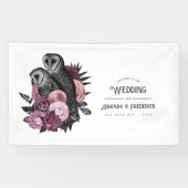 Mauve Floral Glam Gothic Owls Wedding Banner (Horizontal)