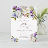 Mauve Floral Grandmas Garten 80. Einladung (Stehend Vorderseite)