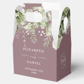 Mauve Floral Greenery Monogram Wedding Geschenkschachtel (Geöffnet)