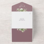 Mauve Floral Greenery QR Code Wedding Foto All In One Einladung (Außenbereich)