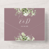 Mauve Floral Greenery QR Code Wedding Foto All In One Einladung (Rückseite)
