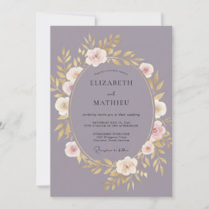 Mauve-Floral-Hochzeitsbotanik Einladung