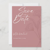 Mauve Floral Line Art Wedding Save the Date (Vorderseite)