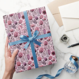 Mauve Floral Meadow Spring Flowers Geschenk Wrap Geschenkpapier