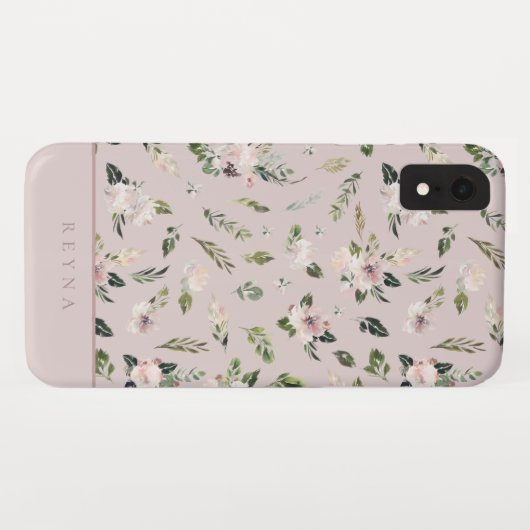 Mauve Floral Muster Case-Mate iPhone Hülle (Rückseite (Horizontal))
