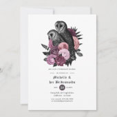 Mauve Floral Owls Gothic Bridesmaids Luncheon Einladung (Vorderseite)