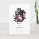 Mauve Floral Owls Gothic Wedding Programm (Vorderseite)