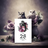 Mauve Floral Owls Gothic Wedding Tischnummer