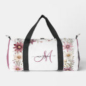 Mauve Floral Small Personalized Gym Duffel Bag Duffle Bag (Vorderseite)