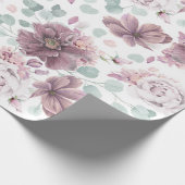 Mauve Floral und Eukalyptus Blätter Elegant Geschenkpapier (Ecke)